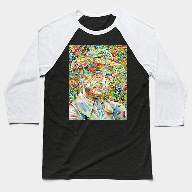 HERMANN HESSE - watercolor portrait .5 Baseball T-Shirt by lautir